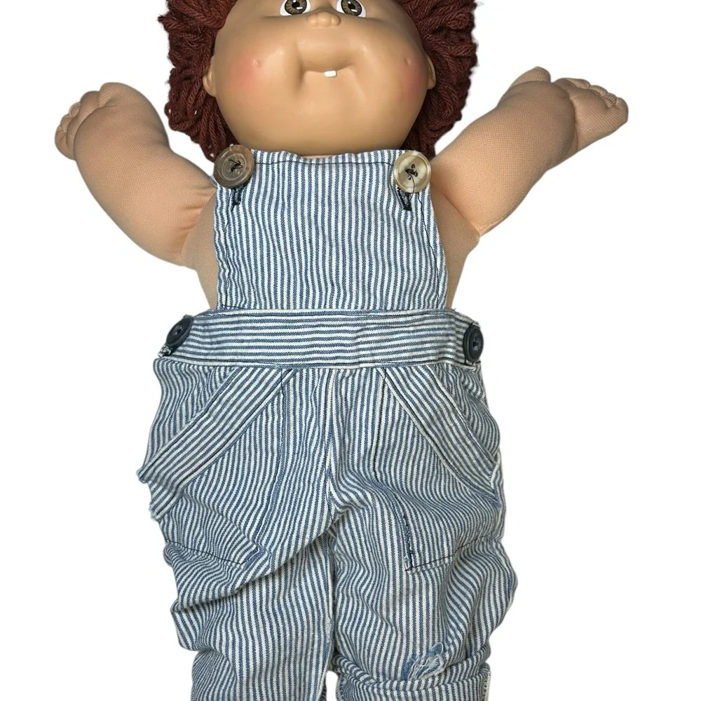 Vintage Cabbage Patch Kids‎ with Striped Denim Doll with auburn Red Hair